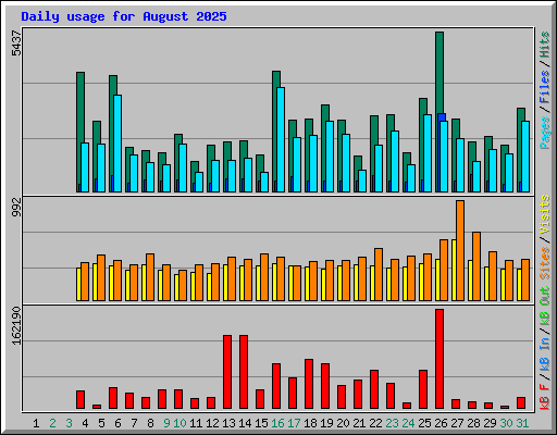 Daily usage for August 2025